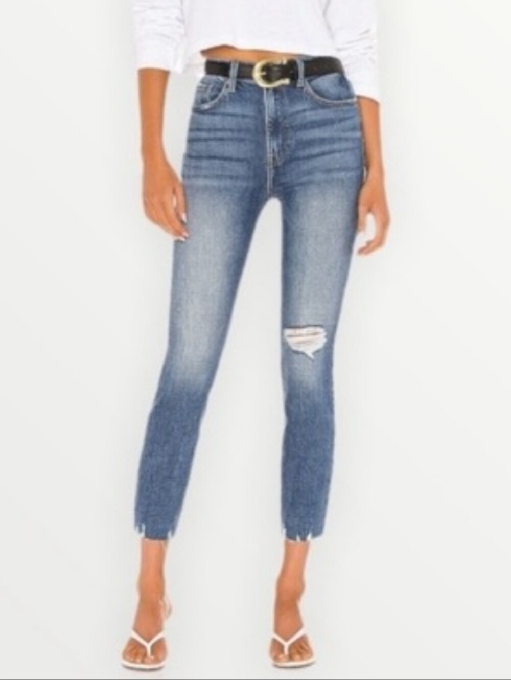 Pistola Cara Ripped High Waist Vintage Skinny Dark Wash Distressed Denim Jean 26